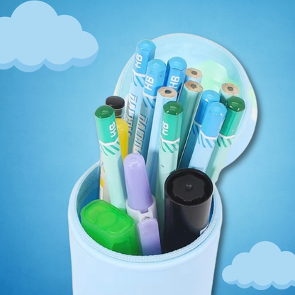 Gel Pens+Cartoon Silicone Pen Case Bundle Set with 4 Erasable Gel Pens 